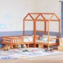 Bed set and bench with brown pine wood roof 80x200 cm by , Beds and slatted bases - Ref: Foro24-3282179, Price: 348,77 €, Dis...