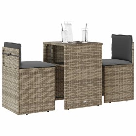 Garden chairs and table with cushions 3 pieces gray PE rattan by , Garden sets - Ref: Foro24-4003871, Price: 192,99 €, Discou...