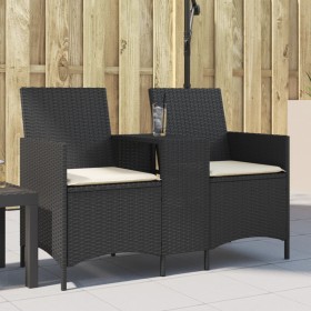 2-seater garden sofa with table and black synthetic rattan cushion by , Outdoor sofas - Ref: Foro24-4003884, Price: 135,67 €,...