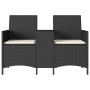 Zweiplätziges Gartensofa mit Tisch und schwarzen Kissen aus synthetischem Rattan. von , Outdoor-Sofas - Ref: Foro24-4003884, ...