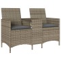 2-seater garden sofa with table and gray PE rattan cushions by , Outdoor sofas - Ref: Foro24-4003886, Price: 139,99 €, Discou...