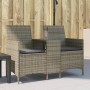 2-seater garden sofa with table and gray PE rattan cushions by , Outdoor sofas - Ref: Foro24-4003886, Price: 139,99 €, Discou...