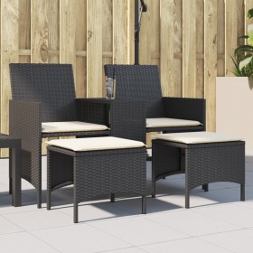 Zweier-Gartensofa mit Tisch und Hockern aus schwarzem PE-Rattan von , Outdoor-Sofas - Ref: Foro24-4003890, Preis: 181,99 €, R...