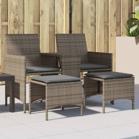 2-seater garden sofa with gray PE rattan table and stools by , Outdoor sofas - Ref: Foro24-4003892, Price: 188,99 €, Discount: %