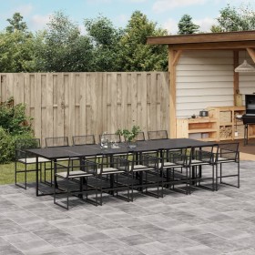 Garten-Essgruppe mit 13-teiligen Kissen aus schwarzem Kunststoff-Rattan. von , Gartensets - Ref: Foro24-3295027, Preis: 1,00 ...