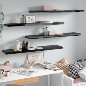 Floating wall shelves 4 pcs glossy black MDF 120x23.5x3.8 cm by vidaXL, Shelves and shelves - Ref: Foro24-323780, Price: 94,8...