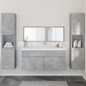 4-piece bathroom furniture set made of gray concrete plywood. by , Bathroom furniture - Ref: Foro24-3308539, Price: 214,32 €,...