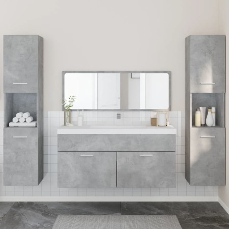 4-piece bathroom furniture set made of gray concrete plywood. by , Bathroom furniture - Ref: Foro24-3308539, Price: 206,03 €,...