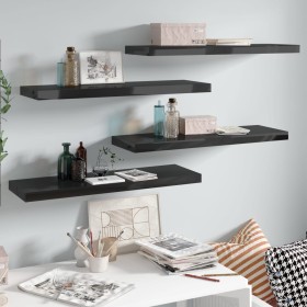 Floating wall shelves 4 units glossy black MDF 80x23.5x3.8 cm by vidaXL, Shelves and shelves - Ref: Foro24-323774, Price: 55,...