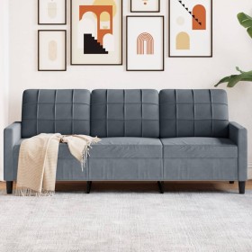 Dreisitzer-Sofa aus dunkelgrauem Samt, 180 cm von , Sofas - Ref: Foro24-4007635, Preis: 268,11 €, Rabatt: %