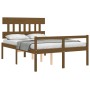 Bed for seniors headboard solid wood honey brown by vidaXL, Beds and slatted bases - Ref: Foro24-3195394, Price: 158,43 €, Di...