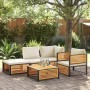 Garden armchair with solid acacia wood cushions by , Modular outdoor sofas - Ref: Foro24-367648, Price: 150,83 €, Discount: %