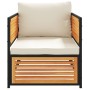 Garden armchair with solid acacia wood cushions by , Modular outdoor sofas - Ref: Foro24-367648, Price: 150,83 €, Discount: %