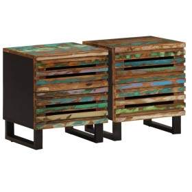 2 solid wood bedside tables made from recycled wood, measuring 40x33x46 cm each. by , Nightstands - Ref: Foro24-377435, Price...