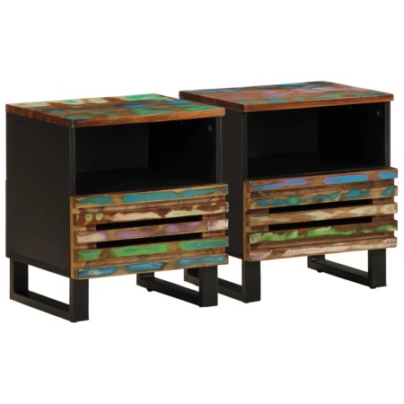 2 solid wood bedside tables made from recycled wood, measuring 40x33x46 cm each. by , Nightstands - Ref: Foro24-377475, Price...