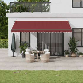 Toldo retráctil automático con LEDs burdeos 500x350 cm de , Toldos - Ref: Foro24-3215009, Precio: 653,99 €, Descuento: %