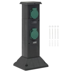 Columna de 4 enchufes de exterior negro y verde 16x16x39,5 cm de , Enchufes de pared - Ref: Foro24-4010098, Precio: 39,99 €, ...