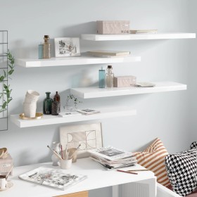 Floating wall shelf 4 pcs glossy white MDF 90x23.5x3.8cm by vidaXL, Shelves and shelves - Ref: Foro24-323756, Price: 76,42 €,...