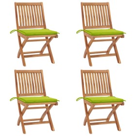 Folding garden chairs 4 pcs solid teak wood with cushions by , Garden chairs - Ref: Foro24-3072818, Price: 366,42 €, Discount: %