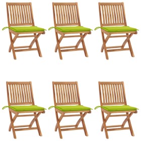 Folding garden chairs 6 pcs solid teak wood with cushions by , Garden chairs - Ref: Foro24-3072845, Price: 494,99 €, Discount: %