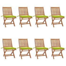 Folding garden chairs 8 pcs solid teak wood with cushions by , Garden chairs - Ref: Foro24-3072872, Price: 729,86 €, Discount: %