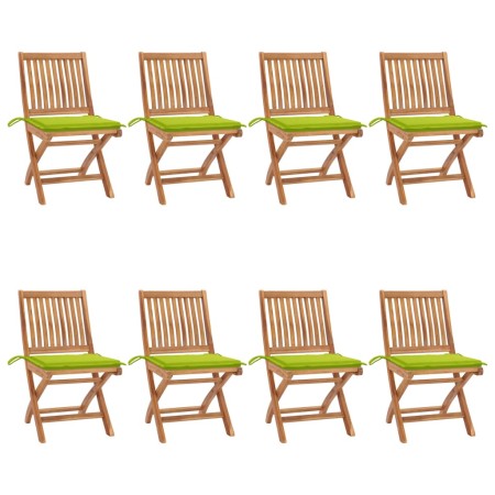 Folding garden chairs 8 pcs solid teak wood with cushions by , Garden chairs - Ref: Foro24-3072872, Price: 685,53 €, Discount: %