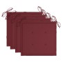 Sillas de jardín 4 uds con cojines rojo tinto madera de teca de , Sillas de jardín - Ref: Foro24-3062577, Precio: 259,30 €, D...