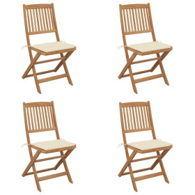 Folding garden chairs 4 units and solid acacia wood cushions by , Garden chairs - Ref: Foro24-3064673, Price: 202,54 €, Disco...