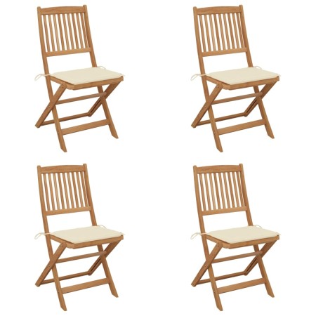 Folding garden chairs 4 units and solid acacia wood cushions by , Garden chairs - Ref: Foro24-3064673, Price: 202,54 €, Disco...