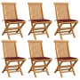 Garden chairs 6 units with red wine cushions teak wood by , Garden chairs - Ref: Foro24-3065599, Price: 371,99 €, Discount: %