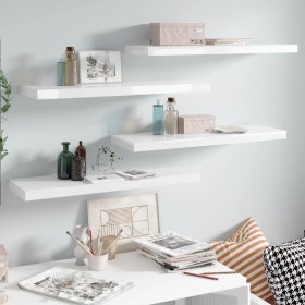 Floating wall shelf 4 pcs glossy white MDF 80x23.5x3.8cm by vidaXL, Shelves and shelves - Ref: Foro24-323753, Price: 63,30 €,...