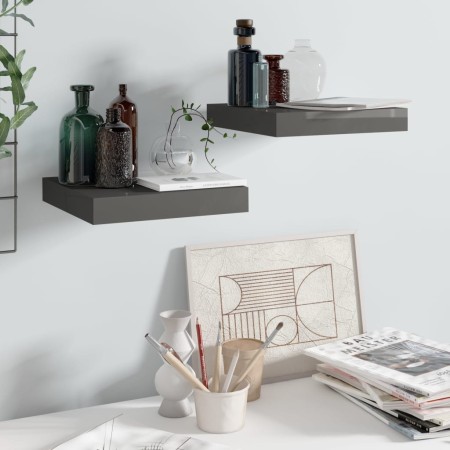 Floating wall shelf 2 pcs glossy gray MDF 23x23.5x3.8 cm by vidaXL, Shelves and shelves - Ref: Foro24-323782, Price: 16,02 €,...