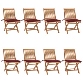 Folding garden chairs 8 pcs solid teak wood with cushions by , Garden chairs - Ref: Foro24-3072870, Price: 728,80 €, Discount: %