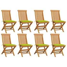 Garden chairs 8 units solid teak with bright green cushions by , Garden chairs - Ref: Foro24-3072928, Price: 541,14 €, Discou...