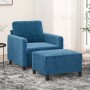 Sessel mit Hocker aus blauem Samt, 60 cm. von , Sofas - Ref: Foro24-3201173, Preis: 216,17 €, Rabatt: %