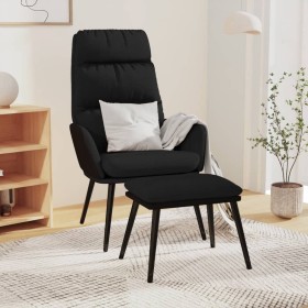 Sillón de relax con taburete de tela y cuero sintético negro de , Sillones - Ref: Foro24-3097511, Precio: 145,99 €, Descuento: %