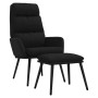 Sillón de relax con taburete de tela y cuero sintético negro de , Sillones - Ref: Foro24-3097511, Precio: 149,01 €, Descuento: %