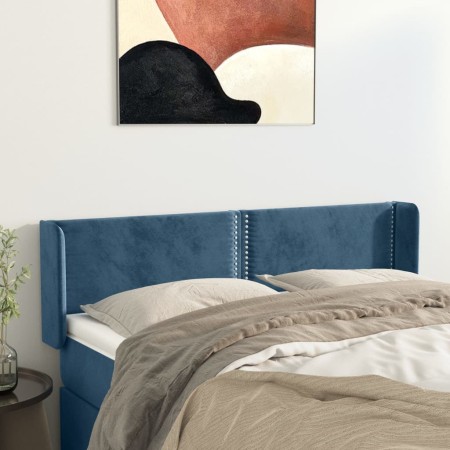 Dark blue velvet headboard 147x16x78/88 cm by , Headboards and footboards - Ref: Foro24-3118680, Price: 72,99 €, Discount: %