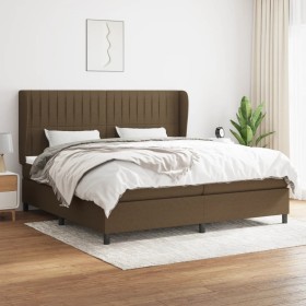 Cama box spring con colchón tela marrón oscuro 200x200 cm de , Camas y somieres - Ref: Foro24-3128152, Precio: 629,99 €, Desc...