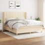 Cama box spring con colchón tela color crema 180x200 cm de , Camas y somieres - Ref: Foro24-3128546, Precio: 662,51 €, Descue...