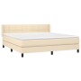 Cama box spring con colchón tela color crema 180x200 cm de , Camas y somieres - Ref: Foro24-3129734, Precio: 560,82 €, Descue...