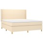 Cama box spring con colchón tela color crema 180x200 cm de , Camas y somieres - Ref: Foro24-3131854, Precio: 641,91 €, Descue...