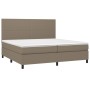 Box spring bed with mattress and LED lights, gray taupe fabric, 200x200 cm. by , Beds and slatted bases - Ref: Foro24-3134745...