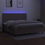 Box spring bed with mattress and LED lights, gray taupe fabric, 200x200 cm. by , Beds and slatted bases - Ref: Foro24-3134745...