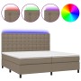 Cama box spring colchón y luces LED tela gris taupe 200x200 cm de , Camas y somieres - Ref: Foro24-3135225, Precio: 746,98 €,...