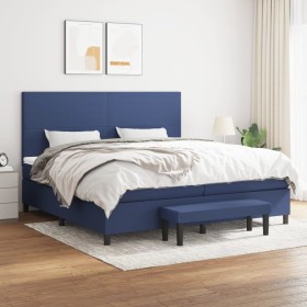 Boxspringbett mit blauem Stoffbezug 200x200 cm. von , Betten und Lattenroste - Ref: Foro24-3136467, Preis: 742,73 €, Rabatt: %