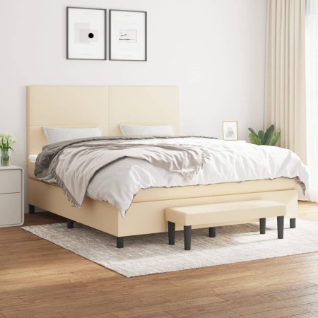 Box spring bed with cream-colored fabric mattress 160x200 cm by , Beds and slatted bases - Ref: Foro24-3136450, Price: 638,38...