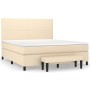 Cama box spring con colchón tela color crema 160x200 cm de , Camas y somieres - Ref: Foro24-3136450, Precio: 625,57 €, Descue...