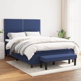 Box spring bed with blue fabric mattress 140x190 cm by , Beds and slatted bases - Ref: Foro24-3136515, Price: 548,41 €, Disco...