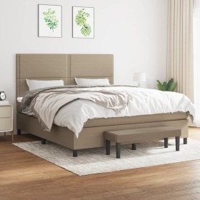 Box spring bed with gray taupe fabric mattress 160x200 cm by , Beds and slatted bases - Ref: Foro24-3136529, Price: 646,48 €,...